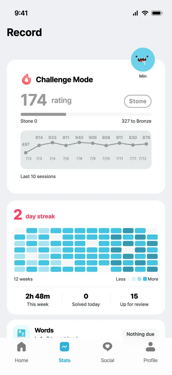 Study record screen